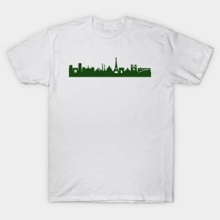 PARIS skyline in forest green T-Shirt